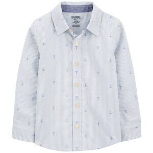Toddler Boys OshKosh B'Gosh Blue Striped Button Down Shirt Size 2T 3T 4T 5T NWT